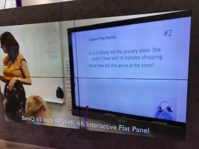 Image of 65 inch BenQ RP654K Interactive Flat Panel Video Wall on display at Bett 2019